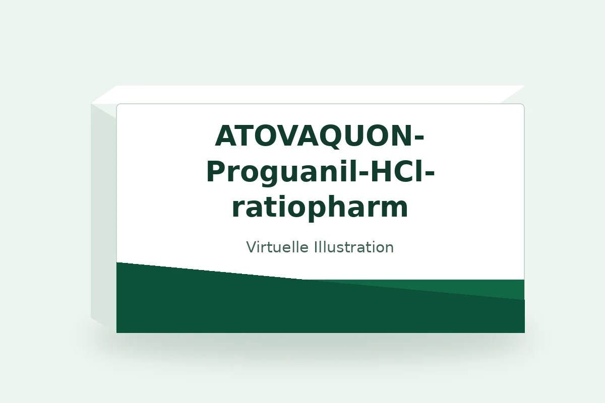 ATOVAQUON-Proguanil-HCl-ratiopharm – virtuelle Produktillustration, keine Originalpackung