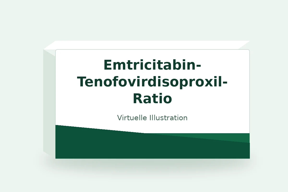 Emtricitabin-Tenofovirdisoproxil-Ratio – virtuelle Produktillustration, keine Originalpackung