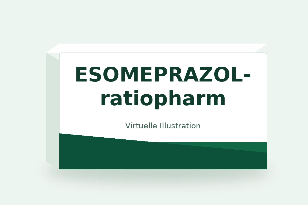 ESOMEPRAZOL-ratiopharm – virtuelle Produktillustration, keine Originalpackung