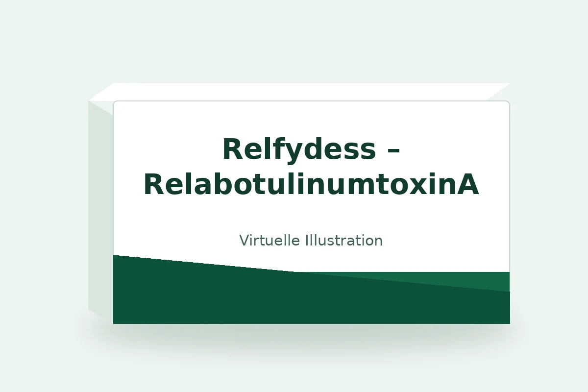 Relfydess – RelabotulinumtoxinA – virtuelle Produktillustration, keine Originalpackung